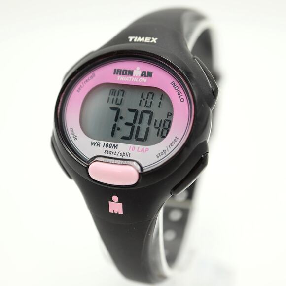 Timex Ironman Triathlon Indiglo Digital Alarm Timer Watch Pink Black New Battery - Picture 1 of 11